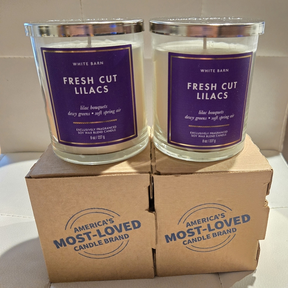 2 - White Barn Fresh Cut Lilacs Candle with Purple Label
